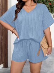 Акція на Костюм оверсайз жіночий SHEIN GD-00201740 0XL Сірий з блакитним від Rozetka