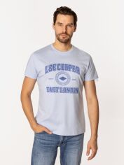 Акція на Футболка бавовняна довга чоловіча Lee Cooper East-London4 XL Блакитна від Rozetka
