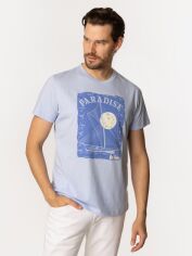 Акція на Футболка бавовняна довга чоловіча Lee Cooper Paradise-1160 2XL Блакитна від Rozetka