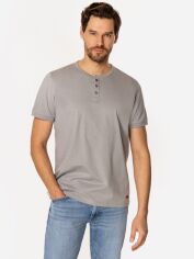 Акція на Футболка бавовняна довга чоловіча Lee Cooper Henley-1160 M Сіра від Rozetka