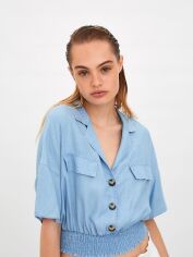 Акція на Топ жіночий Zara XAZ240210OCNW L Блідо-блакитний від Rozetka