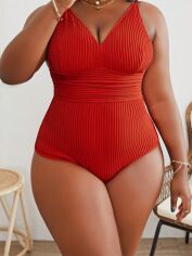 Акція на Купальник суцільний жіночий SHEIN GD-00193207 2XL Червоний від Rozetka
