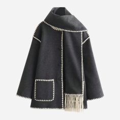 Акція на Жіноче пальто SHEIN GD-00200636 L Темно-сіре від Rozetka