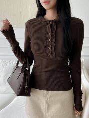 Акція на Жіночий лонгслів SHEIN GD-00216067 L Коричневий від Rozetka
