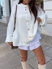 Акція на Кардиган жіночий SHEIN GD-00197780 XS Кремовий від Rozetka