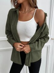 Акція на Сорочка вельветова жіноча SHEIN GD-00211245 L Зелена від Rozetka