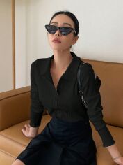Акція на Сорочка жіноча SHEIN GD-00223216 M Чорна від Rozetka