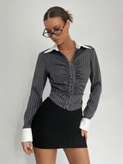 Акція на Блузка жіноча SHEIN GD-00228143 M Темно-сіра від Rozetka