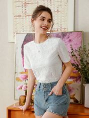 Акція на Блузка жіноча SHEIN GD-00199660 S Біла від Rozetka