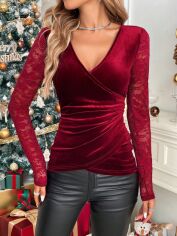 Акція на Блузка жіноча SHEIN GD-00224761 L Бордова від Rozetka