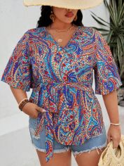 Акція на Блузка жіноча SHEIN GD-00197893 2XL Різнокольорова від Rozetka