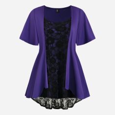 Акція на Блузка жіноча SHEIN GD-00224645 0XL Фіолетова від Rozetka