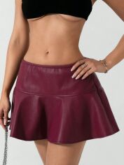 Акція на Спідниця зі штучної шкіри жіноча SHEIN GD-00199678 S Бордова від Rozetka