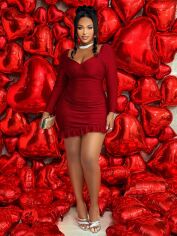 Акція на Сукня осіння жіноча SHEIN GD-00222088 2XL Бордова від Rozetka