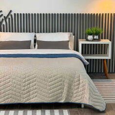 Акція на Покрывало стеганое двустороннее микрофибра Double Face Zigzag Infinity-Rainy Day ArCloud 200х220 см від Podushka