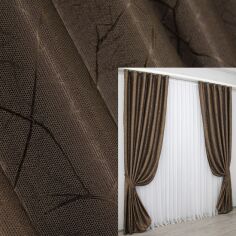 Акція на Комплект готових штор VR-Textil Льон Савана №688ш Коричневий 150х270 см 2 шт (30-467) від Rozetka