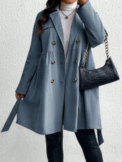 Акція на Пальто жіноче SHEIN GD-00199830 2XL Сіре з блакитним від Rozetka