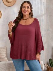 Акція на Джемпер жіночий SHEIN GD-00212212 0XL Бордовий від Rozetka