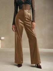 Акція на Штани зі штучної шкіри жіночі SHEIN GD-00200599 S Золоті від Rozetka
