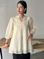 Акція на Блузка жіноча SHEIN GD-00195143 XL Кремова від Rozetka