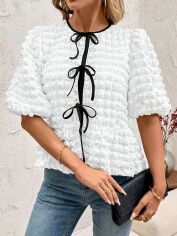 Акція на Блузка жіноча SHEIN GD-00224948 S Чорна з білим від Rozetka