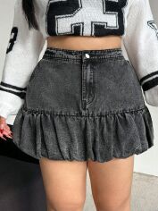 Акція на Спідниця джинсова міні літня жіноча SHEIN GD-00220592 4XL Чорна від Rozetka