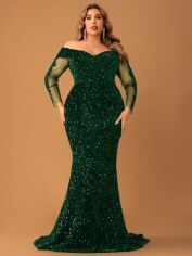 Акция на Сукня осіння жіноча SHEIN GD-00224703 4XL Темно-зелена от Rozetka