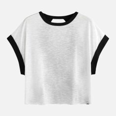Акція на Футболка жіноча SHEIN GD-00220749 S Чорна з білим від Rozetka
