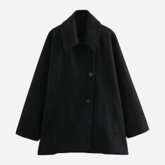 Акція на Жіноче пальто SHEIN GD-00205901 S Чорне від Rozetka