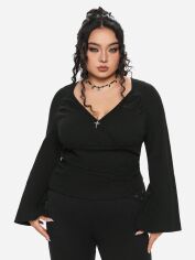Акція на Жіночий лонгслів SHEIN GD-00220289 1XL Чорний від Rozetka