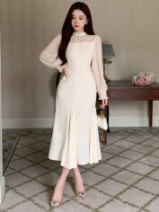 Акция на Сукня осіння жіноча SHEIN GD-00196353 M Бежева от Rozetka