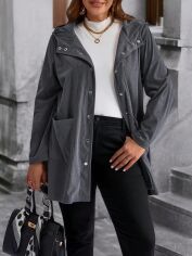 Акция на Куртка демісезонна жіноча SHEIN GD-00200821 4XL Темно-сіра от Rozetka