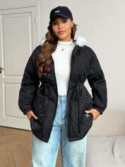 Акція на Куртка демісезонна жіноча SHEIN GD-00200377 0XL Чорна від Rozetka