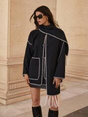 Акция на Пальто жіноче SHEIN GD-00218795 S Чорне от Rozetka