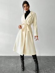 Акція на Жіноче пальто SHEIN GD-00198764 S Кремове від Rozetka