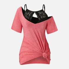 Акція на Топ жіночий SHEIN GD-00215696 1XL Теракотовий від Rozetka