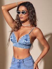Акція на Топ джинсовий жіночий SHEIN GD-00192869 L Синій від Rozetka