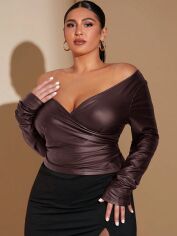 Акція на Топ жіночий SHEIN GD-00220323 2XL Коричневий від Rozetka