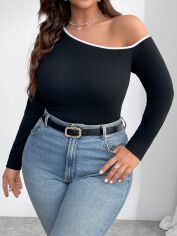 Акція на Жіночий лонгслів SHEIN GD-00224268 4XL Чорний з білим від Rozetka