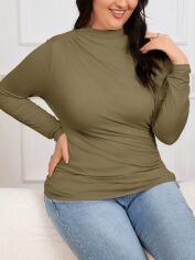 Акція на Жіночий лонгслів SHEIN GD-00224635 1XL Зелений від Rozetka