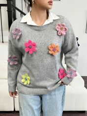 Акція на Джемпер жіночий SHEIN GD-00198590 1XL Темно-сірий від Rozetka