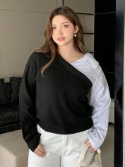 Акція на Джемпер жіночий SHEIN GD-00212063 2XL-Petite PlUS Чорно-білий від Rozetka