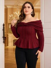 Акція на Джемпер жіночий SHEIN GD-00213670 1XL Бордовий від Rozetka