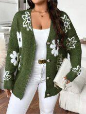 Акція на Кардиган жіночий SHEIN GD-00214701 0XL Темно-зелений від Rozetka