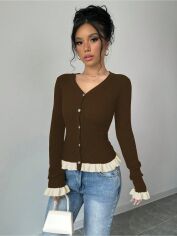 Акція на Кардиган жіночий SHEIN GD-00209796 S Коричневий від Rozetka
