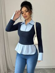 Акція на Сорочка жіноча SHEIN GD-00224957 XS-Petite Різнокольорова від Rozetka