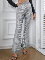 Акція на Штани жіночі SHEIN GD-00169497 S Сріблясті від Rozetka