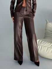 Акція на Штани зі штучної шкіри жіночі SHEIN GD-00198405 L Коричневі від Rozetka