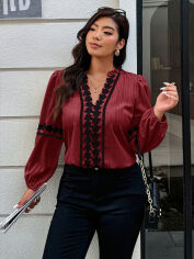 Акція на Блузка жіноча SHEIN GD-00215756 3XL Бордова від Rozetka
