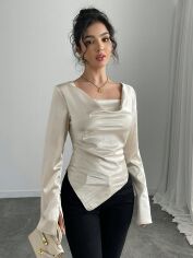 Акция на Блузка жіноча SHEIN GD-00197328 L Кремова от Rozetka